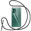 Vauki Cover con Cordino per Xiaomi Redmi Note 12 5G/Xiaomi Poco X5,Custodia con Laccio Collana Tracolla Trasparente Silicone TPU+PC Bumper Back Antigraffio Proteggere Case Corda,Nero