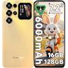 OBA OUKITEL C68 Plus Smartphone Android 15, Display 7.2 120Hz, Batteria 6000mAh, Fotocamera 64MP, 16GB RAM 128GB ROM, Dual SIM 4G, GOLD