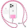 NALIA Cordino per Cellulare con Patch, Universale Catena per Custodia Telefono 160 CM, Laccio Portachiavi Colorato, Cordino da Collo con Ciondolo con Gancio in Metallo, Colore:Rosa Bianco