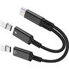 WASRUYI Adattatore Cuffie USB C Jack Audio e Ricarica Sdoppiatore per Apple Tipo C per iPhone16 15 compatibile per Samsung S23 Cavo Aux Auricolari Splitter Caricatore Accessori Headphone Adapter Doppio Presa
