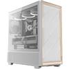 Antec Flux Wood White, 5 ventole PWM incluse, pannello frontale ad alto flusso d'aria con legno di betulla, Type-C, radiatore da 420 mm e supporto per scheda madre con connessione posteriore, fino a 9