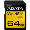 ADATA ASDX64GUII3CL10-C SDXC Class 10 UHS-II U3 V90, Nero