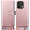 SUANPOT progettazione per Xiaomi Redmi Note 13 4G Blocco RFID Portafoglio Slot CarteSupporto Cellulare Magnetica custodia Pelle Sintetica Cover per Redmi Note 13 Oro Rosa