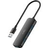 Cudy Hub USB A 3.0, splitter USB a 4 porte ultra sottile con trasferimento dati da 5 Gbps, prolunga USB per mouse, tastiera, unità flash, disco U, stampante, compatibile con laptop, PC desktop, PS5