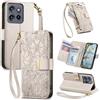 JIUNINE Cover per Motorola Moto Edge 60 Neo / 50 Neo, Custodia Libro PU Pelle Antiurto Portafoglio Donna, Slot per Carte, Stand Regolabile, Chiusura Magnetica, Motivo Floreale, Bianco