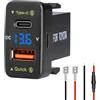 Levigo Caricabatteria da auto Dual 18 W USB PD+QC3.0 ricarica rapida per Toyota, presa USB di tipo C per auto con display voltmetro LED, compatibile con auto da 12/24 V (4,1 x 2,3 cm)