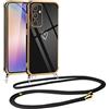 Vauki Cover con Cordino per Samsung Galaxy A54 5G, Carina Motivo Cuore Custodia con Collana, Antiurto Ultra Silicone TPU Morbida e Sottile Catena per Cellulare Case per Samsung A54 5G 6.4, Nero