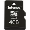 Intenso Scheda di memoria MicroSDHC Memory Card da 4 GB, Class 4 (con Adattatore SD)