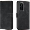 Bravoday Cover per Huawei P40 PRO, Flip Custodia in Pelle PU Portafoglio Custodia per Huawei P40 PRO, con Slot per Schede, Nero