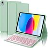 WINCHKING Tastiera per iPad A16 11/10 Generazione (2025/2022), Cover con Tastiera per iPad 11 Gen 11 Pollici/10 Gen 10.9 Pollici, Magnetica Retroilluminazione QWERTY, Custodia con Portapenna, Verde chiaro
