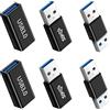 AYHYHLJZJ Set di adattatori USB 3.0 con 6 parti: adattatore ad alta velocità per connettore USB A, presa e convertitore, convertitore di sesso, adattatore di prolunga compatibile con USB 3.0/2.0/1.1