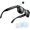 Domars AI Glasses intelligenti con Fotocamera HD, Traduzione in Tempo Reale, Riproduzione Musicale e Chiamate Bluetooth 5.4, Batteria 7 Giorni,Lenti Anti-luce blu e Occhiali da sole,Impermeabile IP65