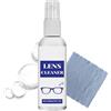 Generic Spray detergente per lenti, 60 ml, spray per la pulizia degli occhiali, smacchiatore con panno per fotocamera, schermo, computer, obiettivi, telefono, elettronica, dispositivi di visualizzazione