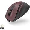 Hama Mouse ergonomico (wireless a 6 tasti, 2,4 GHz, BlueWave, 800/1200/1600 dpi, mouse ottico wireless, mouse ergonomico, mouse per computer portatile/PC, batteria, destrimani) bordeaux rosso