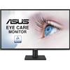 ASUS VA27AQ, Eye Care Monitor da 27 QHD IPS (2560 x 1440), 1ms Response Time, 75Hz, Senza Cornice, Porte HDMI, DisplayPort e VGA, Altoparlanti, Low Blue Light, Flicker Free, Montabile a parete, Nero