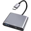 Yeecka Adattatore USB C HDMI 4K, HDMI USB C 3-in-1, Con USB 3.0 5Gbps Porte PD 100W, Adattatore Tipo C a HDTV, Multiport AV Convertitore per Samsung,HP,MacBook Pro/Air, iMac, iPad,Proiettore,Monitor