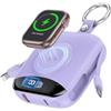 citicr Caricabatterie portatile, 10000 mAh, 22,5 W, ricarica rapida con cavi integrati, portachiavi da viaggio con display a LED, per Apple Watch Ultra 2/9/8/Ultra/7/6/SE/5, iPhone 16/15/14/13/12, viola