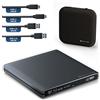 techPulse120 Masterizzatore esterno USB 3.1 USB-C UHD 4k 3D M-DISC Blu-ray DVD CD BDXL HDR10 128GB masterizzatore Burner Superdrive BD Imperator borsa 90 cm cavo alluminio Grigio