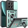 ESTH® Cover per OnePlus 12 5G con Custodia per Fotocamera Scorrevole e Supporto ad Anello [Custodia Paraurti Compatibile con Supporto Magnetico per Auto], Verde