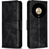 Generico Custodia Compatibile con Honor Magic6 Lite 5G / Honor X9B ALI-NX1 X50 ALI-AN00 Magic 6 Lite COVER stand flip LIBRO gel PORTAFOGLIO Protezione schermo magnetica eco pelle porta carte vano card (Nero)