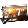 GeeekPi Schermo LCD da 7 pollici per Raspberry Pi, display LCD 1024x600 IPS, monitor portatile HDMI per Raspberry Pi 5/Pi 4B/3B+/3B/B+/Zero/400, Win11/10/8/7, Banana Pi M5/M2 Zero, driver libero