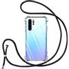 Vauki Cover con Cordino per Huawei P30 Pro,Custodia con Laccio Collana Tracolla Trasparente Silicone TPU+PC Bumper Back Antigraffio Proteggere Case Corda per Huawei P30 Pro,Nero