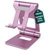ORZAC Supporto per cellulare da scrivania - Supporto per cellulare pieghevole in alluminio, compatibile con telefoni e tablet, supporto per telefono, regolabile e resistente (Rosa)