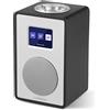 LEMEGA Radio digitale CR4 DAB/DAB+ e FM, altoparlante Bluetooth, radio DAB, doppia sveglia, timer cucina/sonno/snooze, display a colori, jack per cuffie, effetto legno, funzionamento a rete - nero