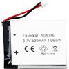 Fayerkar 3,7 V, 530 mAh, 503035, batteria ricaricabile ai polimeri di litio di ricambio per prodotti elettronici fai da te con 3,7 - 5 V, luci a LED mobili