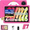 Dghrti 2026 Tablet Android 15 Con EVA Silicone Custodia Protettiva, 24GB+256GB/2TB, Bambini tablet 11 Pollici Octa-Core, Gemini AI/Widevine L1, 8000 mAh, 13MP+5MP, Corpo Metallo, Tableta Grande-Rose