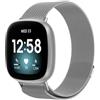 Koelaa Metallo Cinturino Compatibile con Fitbit Versa 4/Sense 2/Versa 3/Sense, Cinturino Sportivo, Maglia Cinturini di Ricambio Regolabili - Argento