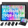 GOODTEL Tablet 10 Pollici Android 13 PC 10GB RAM+64GB ROM(TF 1TB),WiFi 5G/2.4G+Bluetooth 5.0/Google GMS/GPS/Widget/Funzione Schermo Diviso/Type-C/OTG/6000mAh/8MP+5MP,con Mouse+Tastiera+Custodia,Nero