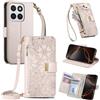 FERLAN Cover per Honor 400 Smart/X7D 4G/5G, Fiori Custodia a Libro Portafoglio Antiurto in Pelle PU Flip Case Interna Silicone con Porta Carte, Supporto, Chiusura Magnetica e Cinturino, Bianco