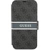 Guess GUBKP13S4GDGR - Custodia a libro per iPhone 13 Mini, motivo a righe, colore: Grigio