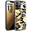 CUSTOMIZZA - Custodia cover nera morbida in tpu compatibile per iPhone 13 MINI camouflage mimetico militare giallo desert brown