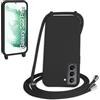 WenBaby Cover Compatible con Samsung Galaxy S22 Plus,Cellulare Girocollo Custodia con Cordino TPU Corda Silicone Case Bumper per Samsung Galaxy S22 Plus Custodia, Nero