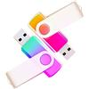 REWBOAT Confezione da 2 chiavette USB da 64GB con colori sfumati USB 2.0 Memory Stick all'ingrosso design girevole Thumb Drive per archiviazione dati (Viola Ciano, Rosa Dorato)