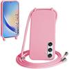 WenBaby Cover Compatible con Samsung Galaxy A55 5G,Cellulare Girocollo Custodia con Cordino TPU Corda Silicone Case Bumper per Samsung Galaxy A55 5G Custodia, Rosa