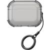 QJONSIU Cover Compatibile con Airpods Pro 3, Antigraffio Trasparente Protettiva Custodia in TPU Morbido con Moschettone-Nero