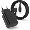 Audiosystem Carica Batterie Turbo Rapido per Samsung 45W per Galaxy A52 A52s A53 A54 A55 A33 A34 A35 A24 A25 +Cavo USB Type C/C 100cm Veloce Sostituisce con Caricatore Originale EP-TA845 Nero