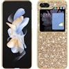 BLOTECH Cover Brillantini per Samsung Galaxy Z Flip 5 Backcover Glitter Ultra Sottile Bling Custodia in Silicone Morbido TPU Shockproof Coperture Bumper Soft Custodia Lucciante per Samsung Galaxy Z Flip 5,Oro
