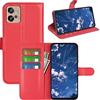 JIUNINE Cover per Motorola Moto G32, Custodia Libro in Pelle Sintetica Portafoglio Case Flip Antiurto [Slot per Schede] [Chiusura Magnetica] Compatibile con Motorola Moto G32, Rosso