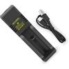 Montesy Adattatore di ricarica per batteria a slot singolo Compatibilità scatola di ricarica USB con 18650 14500 16340 26650 21700 Modelli Nero Cavo di alimentazione USB C