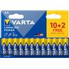 VARTA Pile AA, 10+2 (12 pezzi), Longlife Power, Alcaline, 1,5V, ideale per giocattoli, mouse wireless, torce elettriche, imballaggio riciclato al 90%, Made in Germany