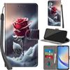 Haninsuze Cover per Samsung Galaxy A34 5G Custodia Cover Pelle Libro Portafoglio con Porta Carte Magnetica Protezione Antiurto Cuoio Flip Case Custodia Cover per Samsung A34 5G, Rose