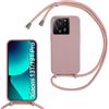 SLWYF Custodia per Xiaomi 13T/13T Pro/Redmi K60 Ultra Cover con Cordino, Silicone Antiurto TPU Morbido Corda Collana Necklace Regolabile Stylish con Catena Ultra Sottile Cover Case, Rosa sabbia