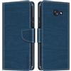 Shantime Custodia pelle effetto legno per Galaxy A7 2017 A720 - Blu | 5.7 Custodia flip con chiusura magnetica, portacarte e guscio portafoglio a protezione totale