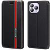 Shantime Custodia Flip in Pelle PU Bicolore con Chiusura Magnetica Invisibile Compatibile con Cubot P80, Cover Elegante e Protettiva (Nero)