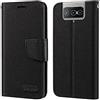 Shantime Custodia Portafoglio Flip in Tessuto Oxford Compatibile con Asus ZenFone 7 Pro ZS671KS, Cover Protettiva Magnetica con Slot Carte e Supporto(Nero)