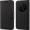 Shantime Custodia Flip in Tessuto Oxford e Pelle PU Compatibile con TCL 605 4G T517D, Cover Protettiva con Chiusura Magnetica e Tasche per Carte (Nero)